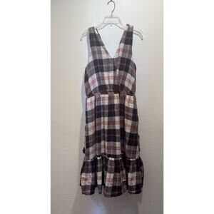 Isabella Sinclair Dickens Plaid Dress Women’s Size Large Anthropologie V Neck